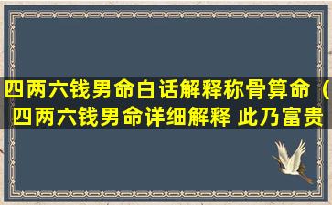 四两六钱男命白话解释称骨算命（四两六钱男命详细解释 此乃富贵有余名利双收之命）